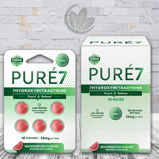 Pure7 7-OH Rapid Release Extra Strength Chewable Tablets 20mg - Watermelon 5ct Bulk CASE DEAL 10 x 5ct = 50 Tablets