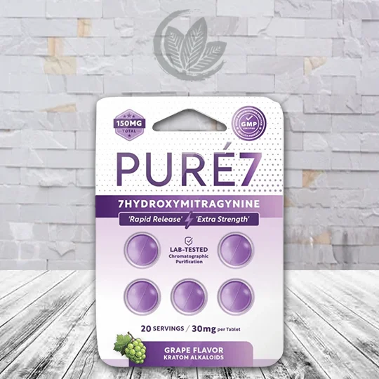 Pure7 7-OH Rapid Release Extra Strength Chewable Tablets 30mg - Grape 5ct Single Blister Pack