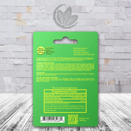 SEDA 7-hydroxymitragynine Chewable Tablet 50mg - Natural -- 5ct Single Blister Pack - Supplement facts