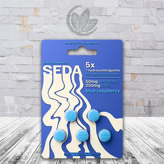 SEDA 7-hydroxymitragynine Chewable Tablet 50mg - Blue Raspberry -- 5ct Single Blister Pack