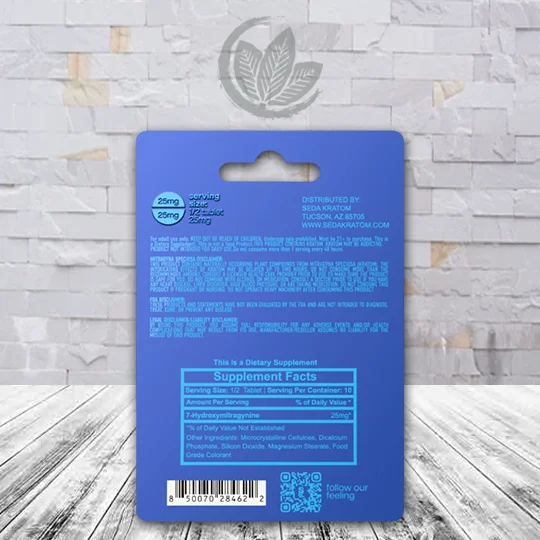SEDA 7-hydroxymitragynine Chewable Tablet 50mg - Blue Raspberry -- 5ct Single Blister Pack - Supplement facts