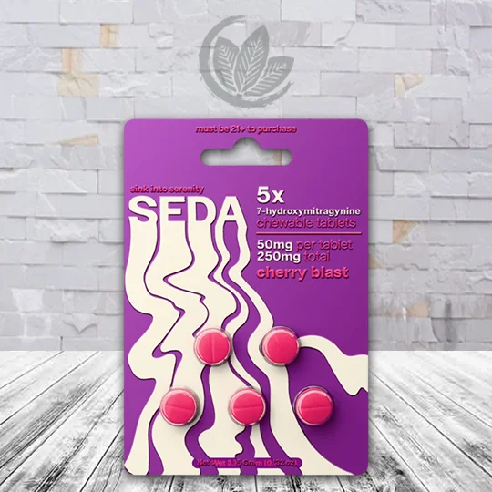 SEDA 7-hydroxymitragynine Chewable Tablet 50mg - Cherry Blast -- 5ct Single Blister Pack