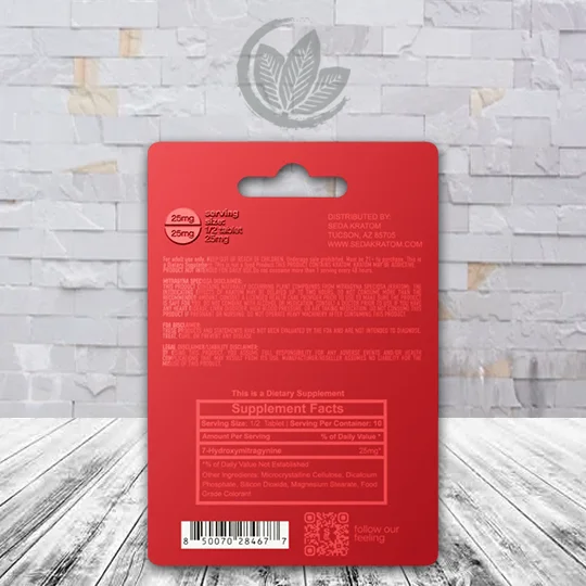 SEDA 7-hydroxymitragynine Chewable Tablet 50mg - Strawberry Watermelon -- 5ct Single Blister Pack - Supplement facts