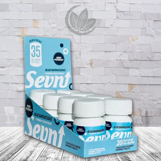 Sevn 7-Hydroxy 35mg BULK CASE DEAL Blue Barracudas Blue Razz 8 Jar Display