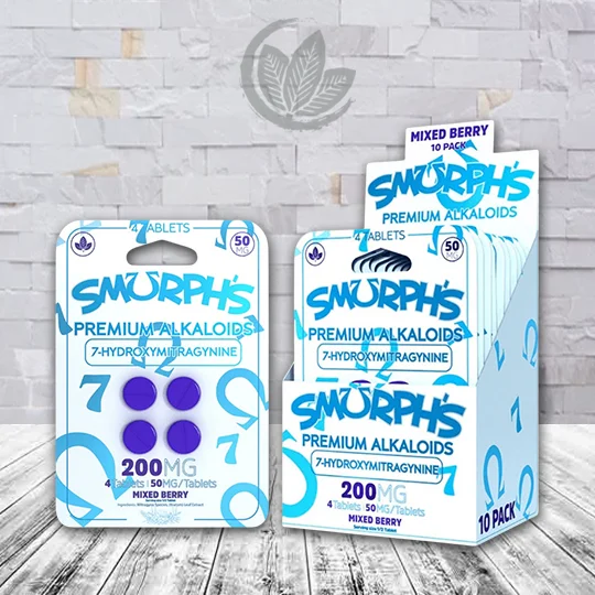 Smurph's 7-Hydroxymitragynine Kratom Extract Tablets 50mg - Mixed Berry BULK CASE DEAL 10 x 4ct = 40 Tablets