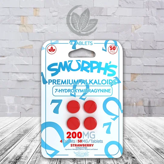 Smurph's 7-Hydroxymitragynine Kratom Extract Tablets 50mg - Strawberry 4ct Single Blister Pack
