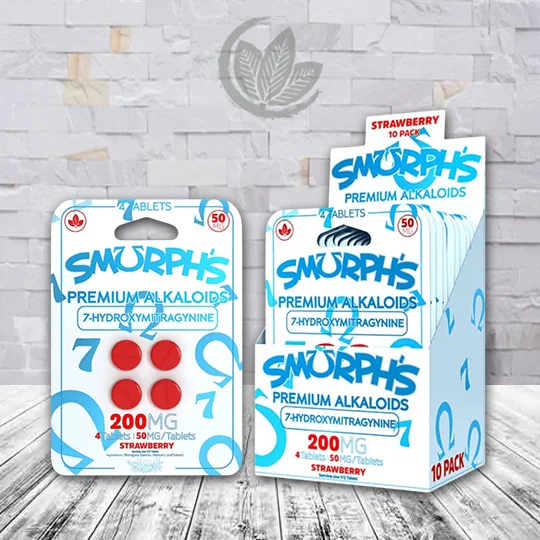 Smurph's 7-Hydroxymitragynine Kratom Extract Tablets 50mg - Strawberry BULK CASE DEAL 10 x 4ct = 40 Tablets