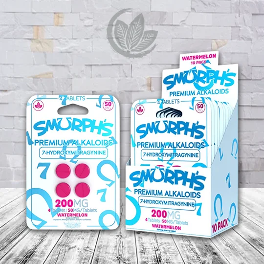 Smurph's 7-Hydroxymitragynine Kratom Extract Tablets 50mg - Watermelon BULK CASE DEAL 10 x 4ct = 40 Tablets