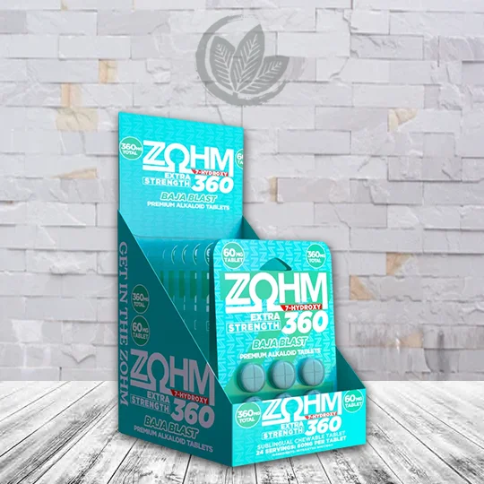 Zohm-7-Hydroxy-Extra-Strength-360mg-BULK-CASE-DEAL-Baja-Black-10-Blister-Packs