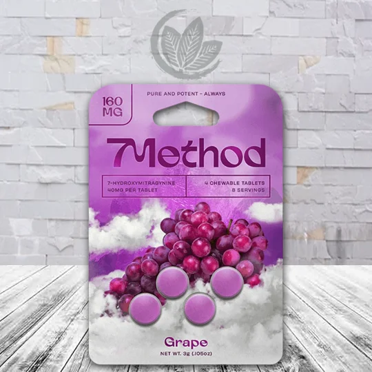 7Method 7-Hydroxymitragynine Tablets 160mg - Grape -- 4ct Blister Pack
