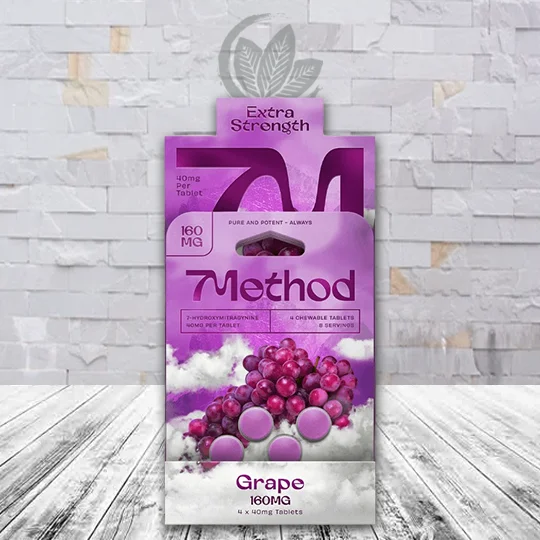 7Method 7-Hydroxymitragynine Tablets 160mg - Grape -- BULK CASE DEAL 10 x 4ct = 40 Tablets