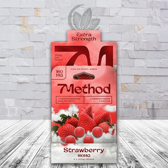 7Method 7-Hydroxymitragynine Tablets 160mg - Strawberry -- BULK CASE DEAL 10 x 4ct = 40 Tablets
