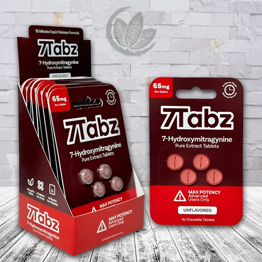 7Tabz 7-Hydroxymitragynine Max Potency Kratom Tablets 65mg - Unflavored BULK CASE DEAL 10 X 4ct = 40 Tablets