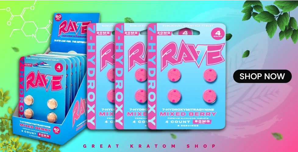 Rave Kratom 7-Hydroxy Extract Tablets 80mg