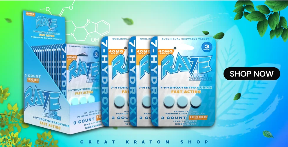 Rave Super Strength 7-Hydroxymitragynine Extract Tablets 3ct