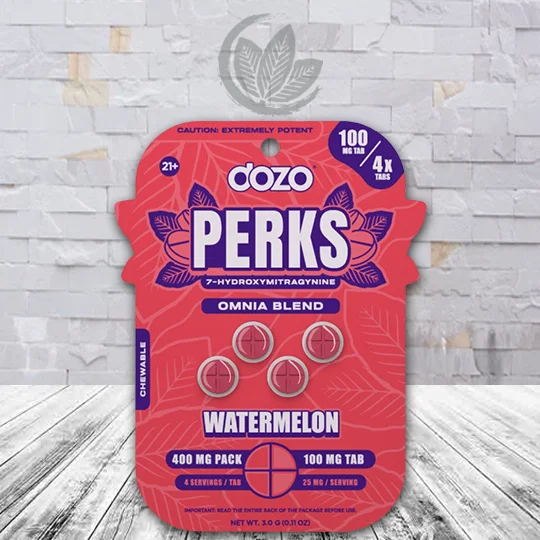 Dozo PERKS 7-Hydroxymitragynine Tablets 4ct --100mg - Watermelon -- Omnia Blend