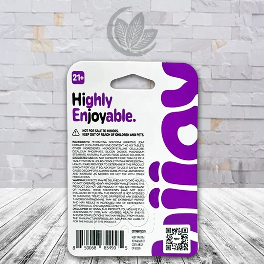 Hijoy 7- Hydroxy Extra Strength 40mg Tablets Cotton Candy -- 4ct Blister Pack Supplement Facts