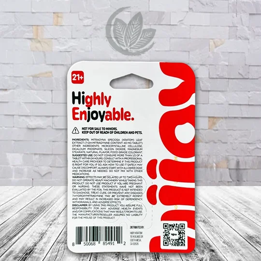 Hijoy 7- Hydroxy Extra Strength 40mg Tablets THE OG -- 4ct Blister Pack Supplement Facts