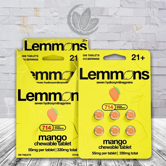 Lemmons Extra Strength 7-Hydroxy Chewable Tablet 330mg - Mango -- BULK CASE DEAL 6 X 6ct = 36 Tablets