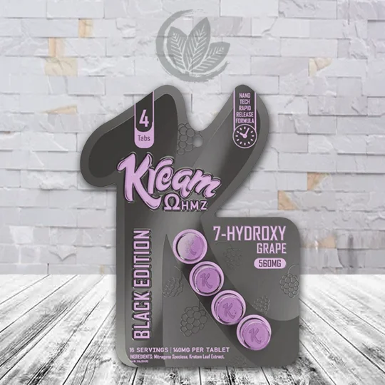 Kream 7-Hydroxy Black Edition 140mg - Grape -- 4ct Single Blister Pack