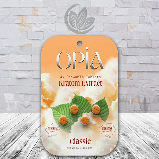 Opia Kratom Extract Chewable Tablets Classic 150mg Per Tablet - Classic 4ct Single Blister Pack