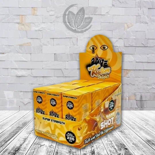 Rave Kratom Delights Super Strength Extract Shots 225mg Salted Caramel Full Case (12ct)