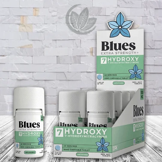 Blues Extra Strength 7-Hydroxy Tablets 1000mg - Unflavored -- BULK CASE