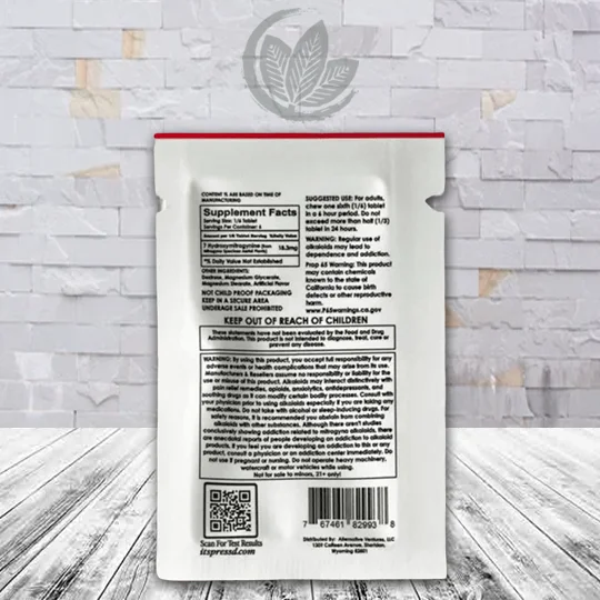 Press'd 7-OH Super Strength 110mg - Strapple Berry -- 1ct single pack - Supplement facts