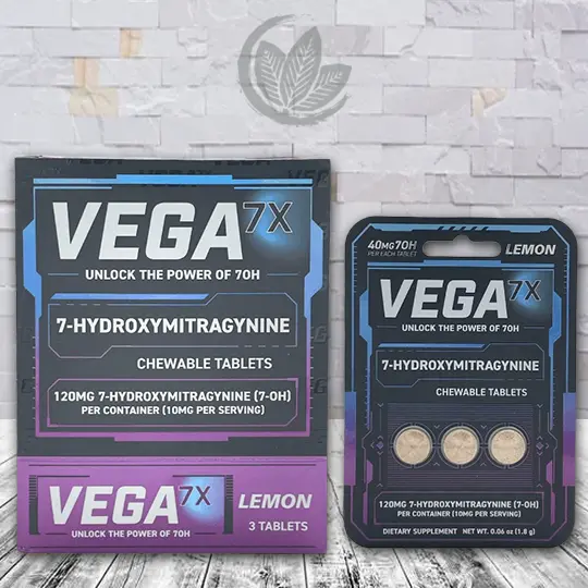 Vega 7-Hydroxy Tablets 40mg - Lemon -- 3ct X 10 = 30 Tablets BULK CASE