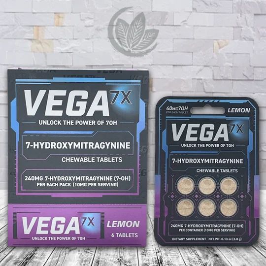 Vega 7-Hydroxy Tablets 40mg - Lemon -- 6ct X 10 = 60 Tablets BULK CASE