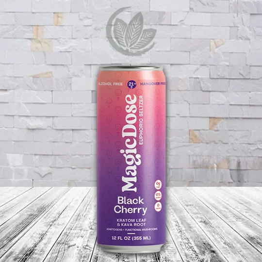 Magic Dose Kratom Leaf + Kava Root Seltzer 12oz - Black Cherry