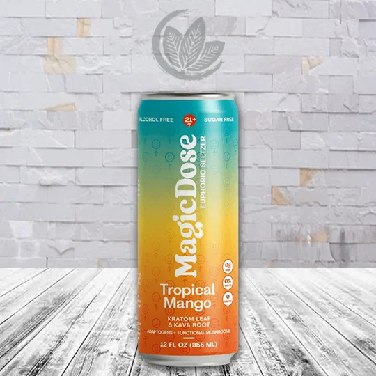 Magic Dose Kratom Leaf + Kava Root Seltzer 12oz - Tropical Mango