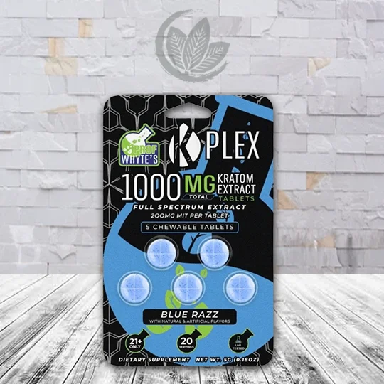 Prof Whyte K-Plex Kratom Extract Full-Spectrum MIT Tablets 200mg - Blue Razz -- 5ct Single Blister