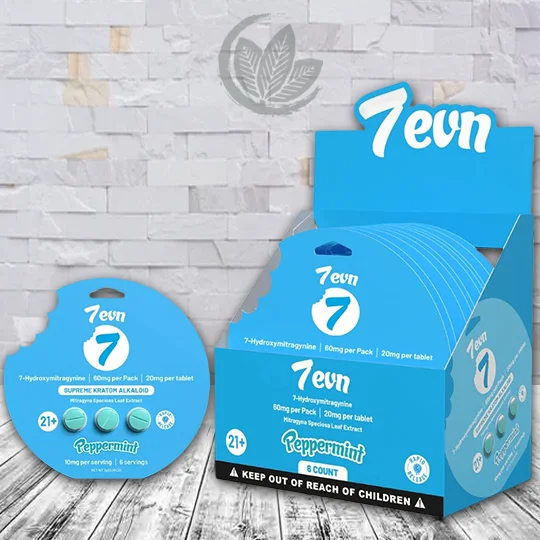 7evn 7Supreme 7-Hydroxy Kratom Tablets 60mg - Peppermint -- 3ct X 6 = 18 Tablet BULK CASE