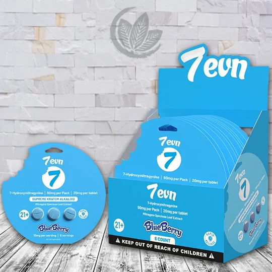 7evn 7Supreme 7-Hydroxy Kratom Tablets 60mg - Blueberry -- 3ct X 6 = 18 Tablet BULK CASE