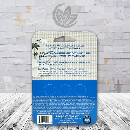 Bumble Bee Buzz 7-Hydroxy Tablets 60mg - Blazin Blueberry -- 3ct Single Blister Pack - back