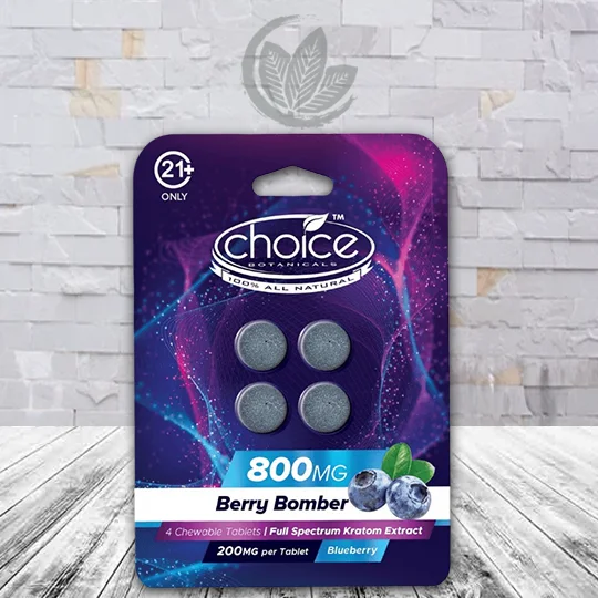 Choice Botanicals Full Spectrum Kratom Extract Tablets 800mg - Berry Bomber -- 4ct Single Blister Pack
