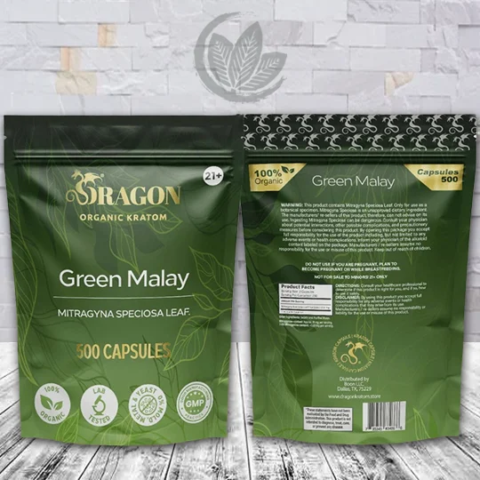 Dragon Organic Kratom Green Malay Kratom Capsules - 500ct