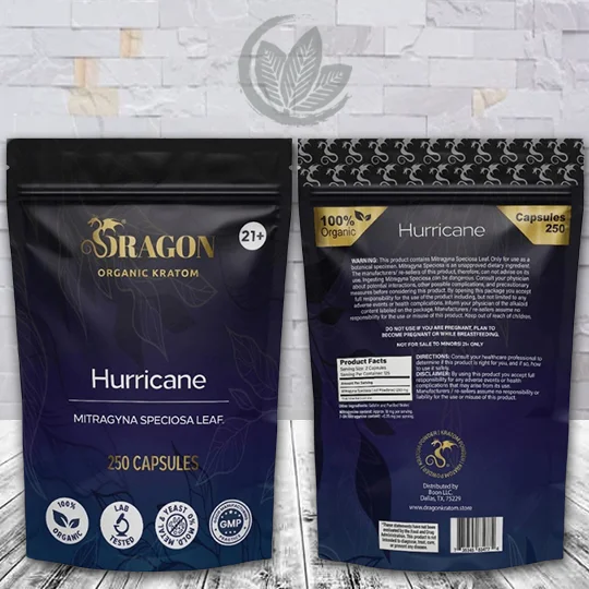 Dragon Organic Kratom Hurricane Kratom Capsules - 250ct