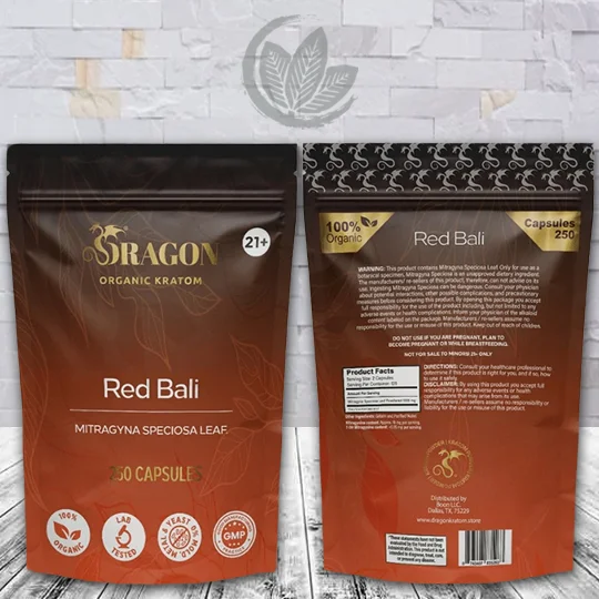 Dragon Organic Kratom Red Bali Kratom Capsules - 250ct