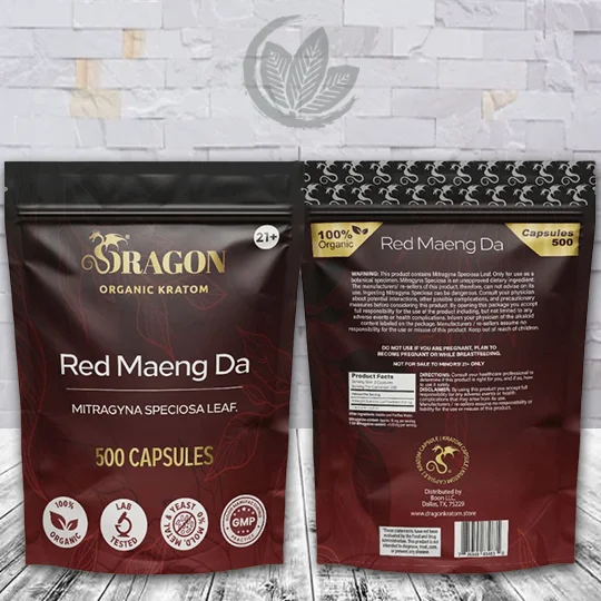 Dragon Organic Kratom Red Maeng Da Kratom Capsules - 500ct