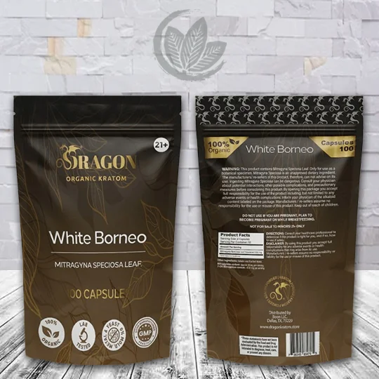 Dragon Organic Kratom White Borneo Kratom Capsules - 100CT