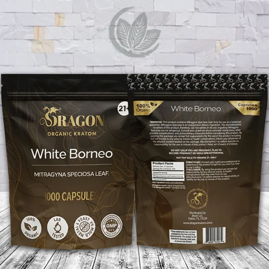 Dragon Organic Kratom White Borneo Kratom Capsules - 250ct