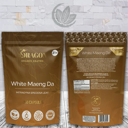 Dragon Organic Kratom White Maeng Da Kratom Capsules - 250ct