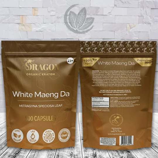 Dragon Organic Kratom White Maeng Da Kratom Capsules - 500ct