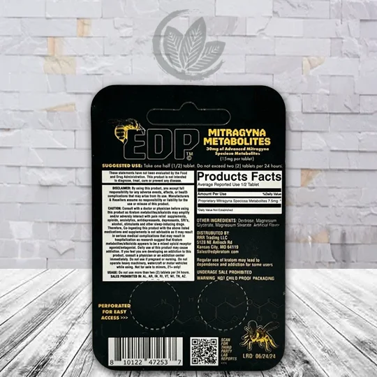 EDP Gold Advanced Mitragyna Metabolites 30mg - 2ct Single Blister Pack - product facts