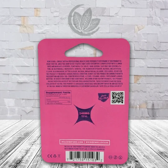 Hidden Hills Double Oh-7 7-Hydroxy Tablets 240mg - Grape Bubble Gum -- 4ct Single Blister Pack - Supplement facts