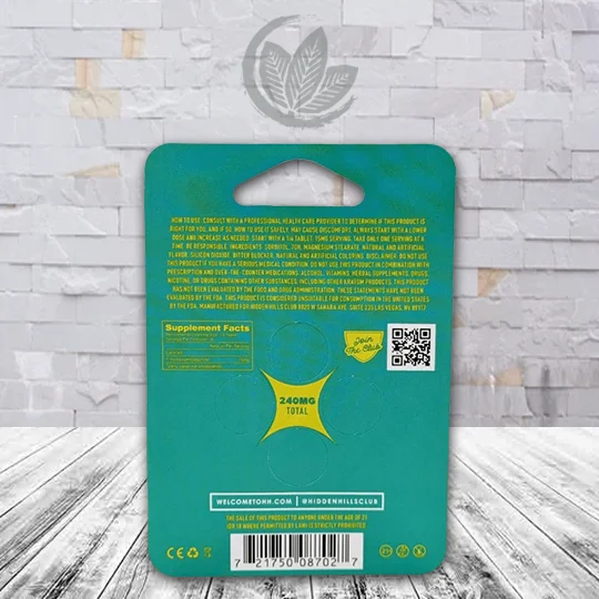 Hidden Hills Double Oh-7 7-Hydroxy Tablets 240mg - Mojito Mint -- 4ct Single Blister Pack - Supplement Facts