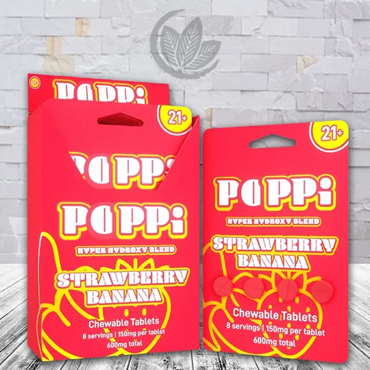 Poppi Hyper Hydroxy Blend Tablets 600mg - Strawberry Banana -- 4ct X 6 = 24 Tablets BULK CASE