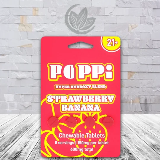 Poppi Hyper Hydroxy Blend Tablets 600mg - Strawberry Banana -- 4ct Single Blister Pack